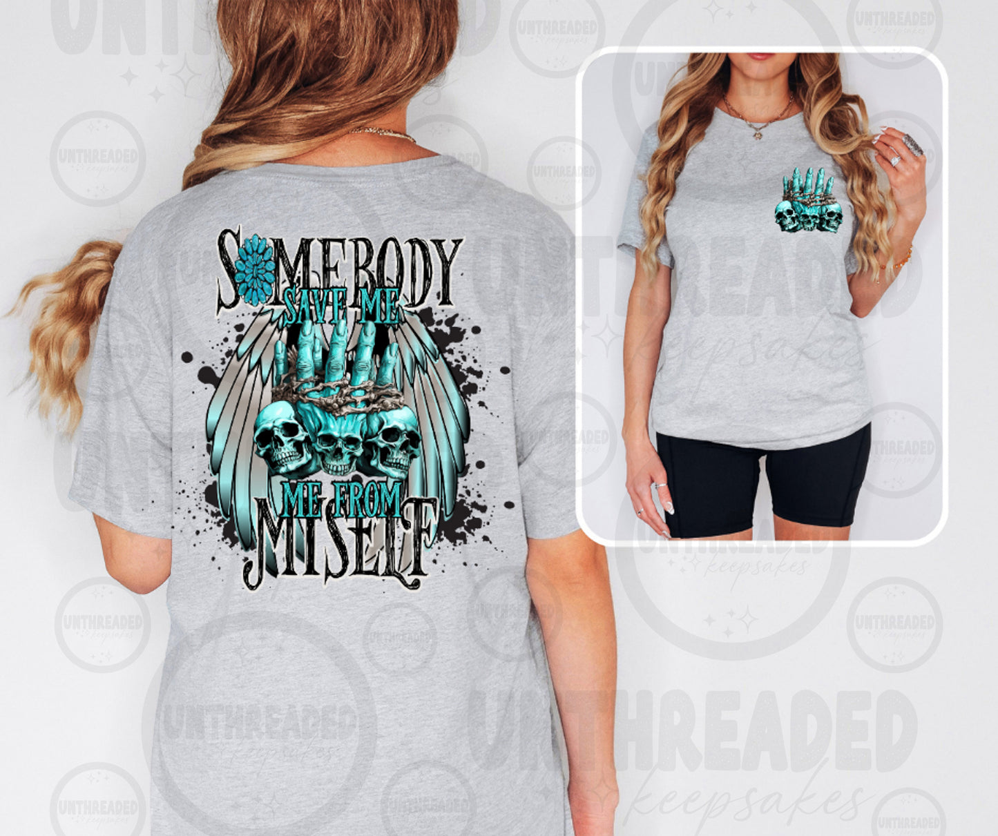 Somebody Save Me From Myself Skull Graphic T-Shirt