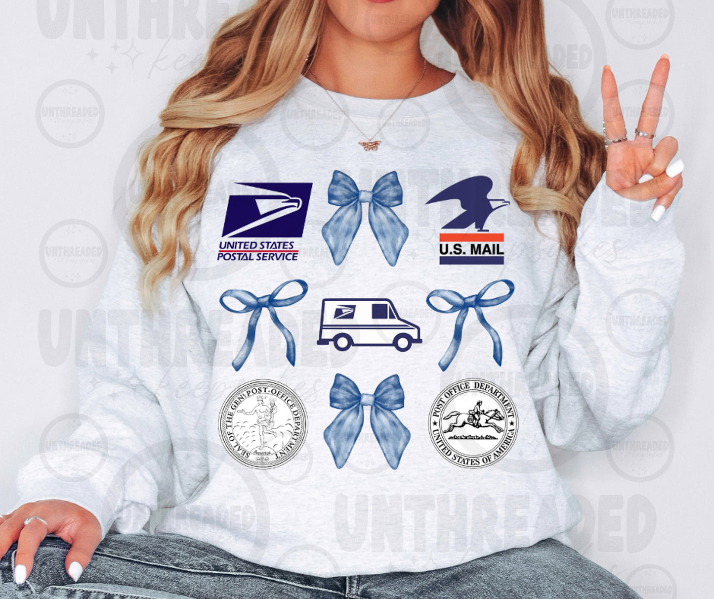 USPS Bow Sweatshirt | Postal Worker Gift Crewneck | Mail Carrier Shirt