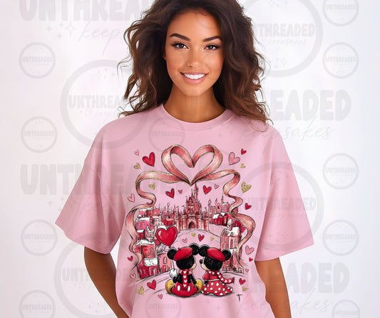 Valentine Couple Castle Graphic T-Shirt