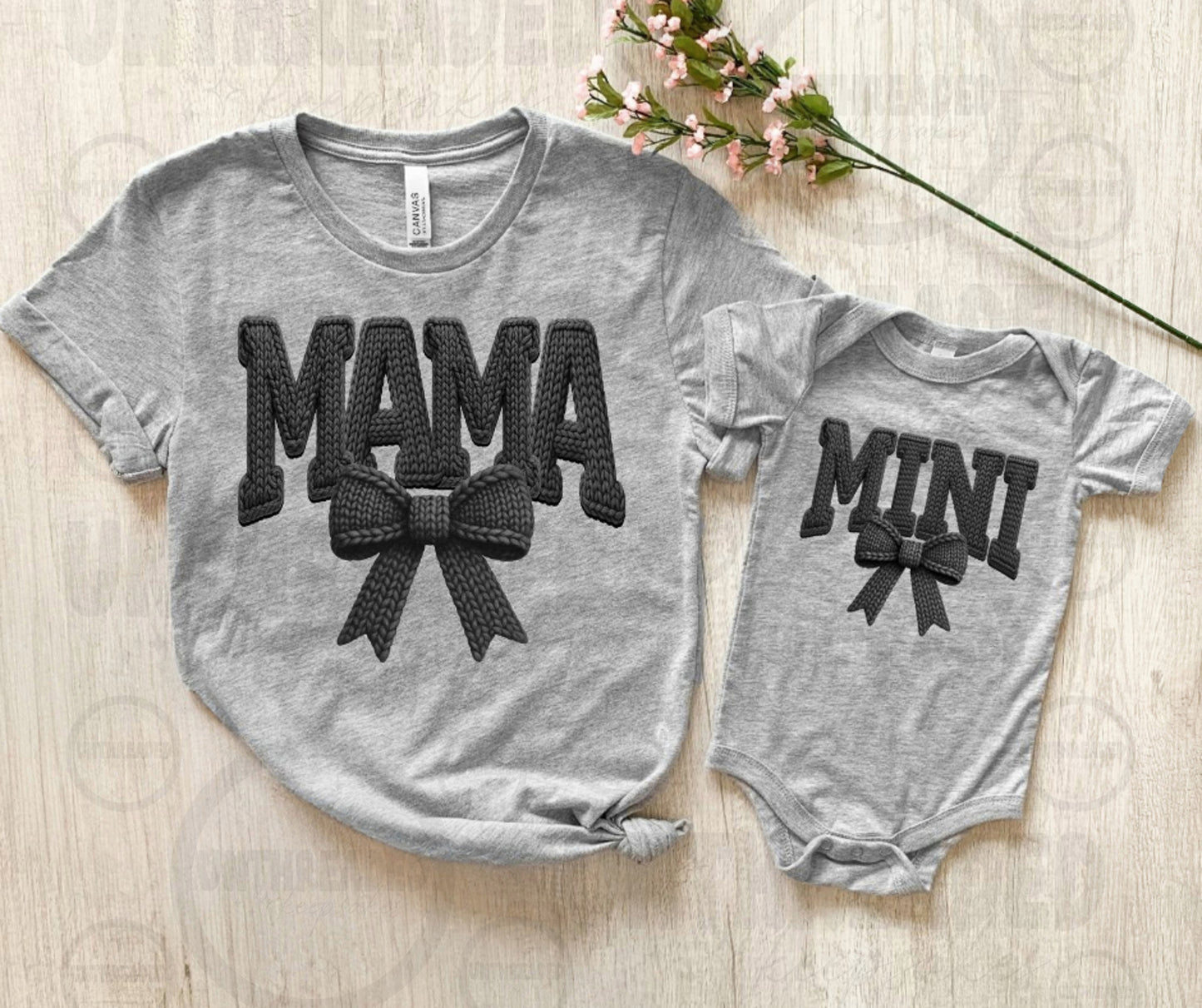 Knit Bow Mama & Mini Matching Shirts