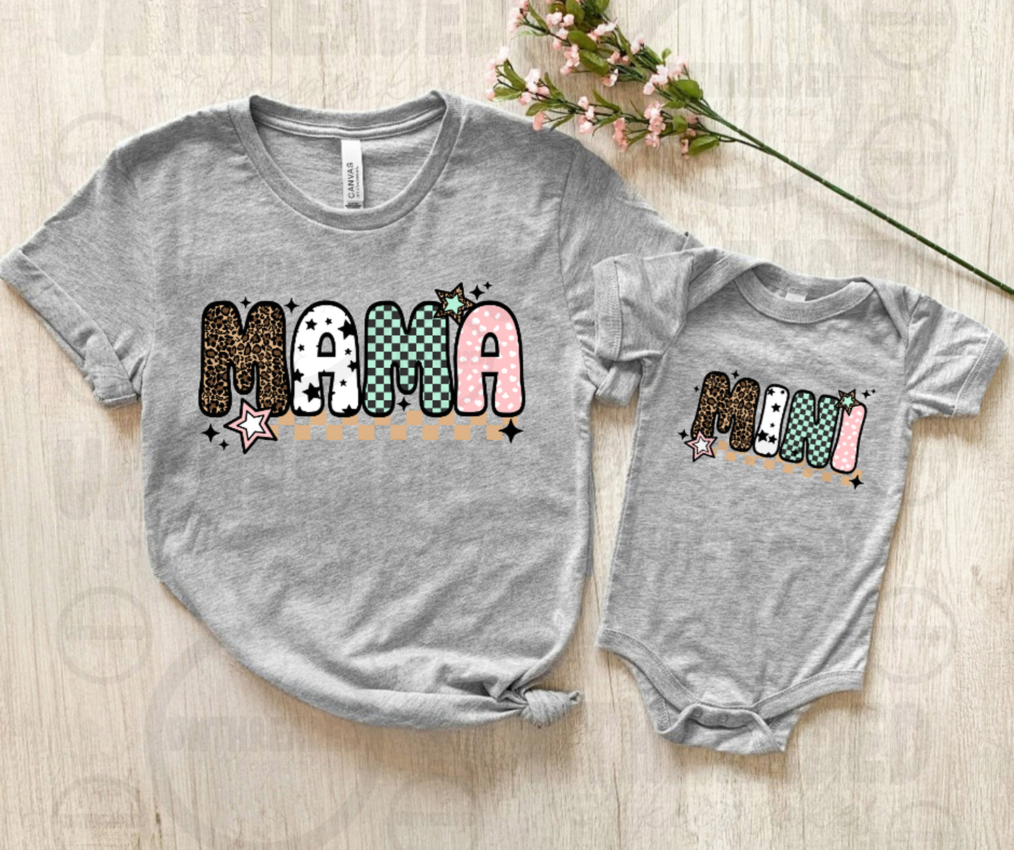 Mama & Mini Leopard Patchwork Matching Shirts | Mommy and Me