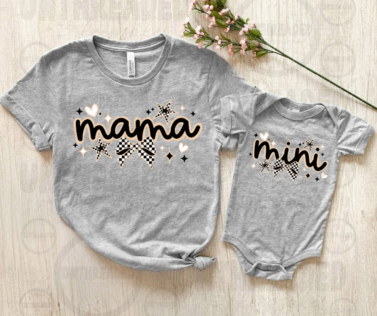 Checkered Bow Mama & Mini Matching Shirts