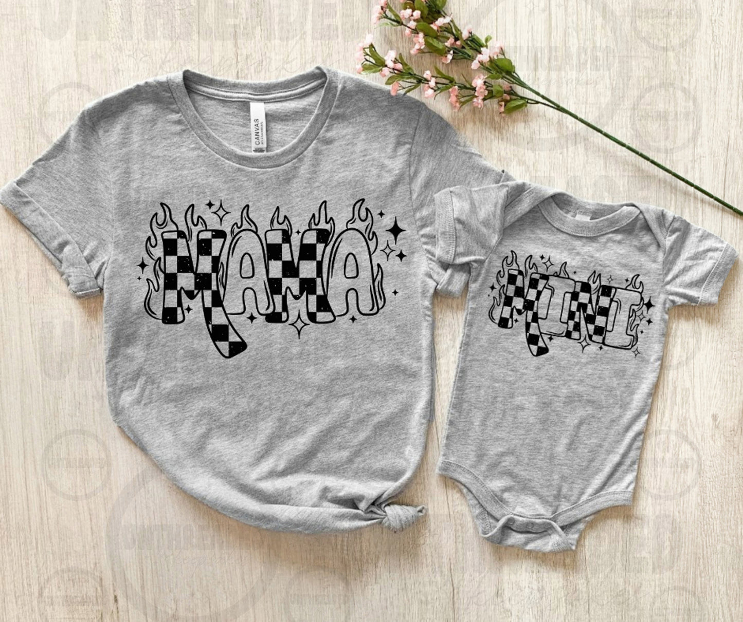 Mama & Mini Flame Checker Matching Shirts | Edgy Mommy and Me Set