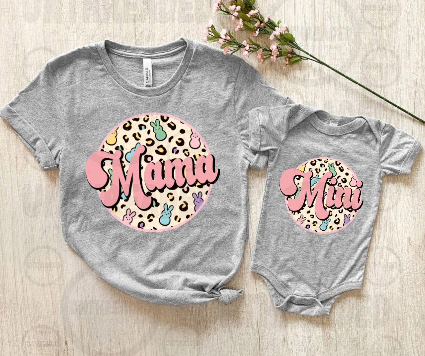 Easter Mama & Mini Leopard Bunny Graphic Tee