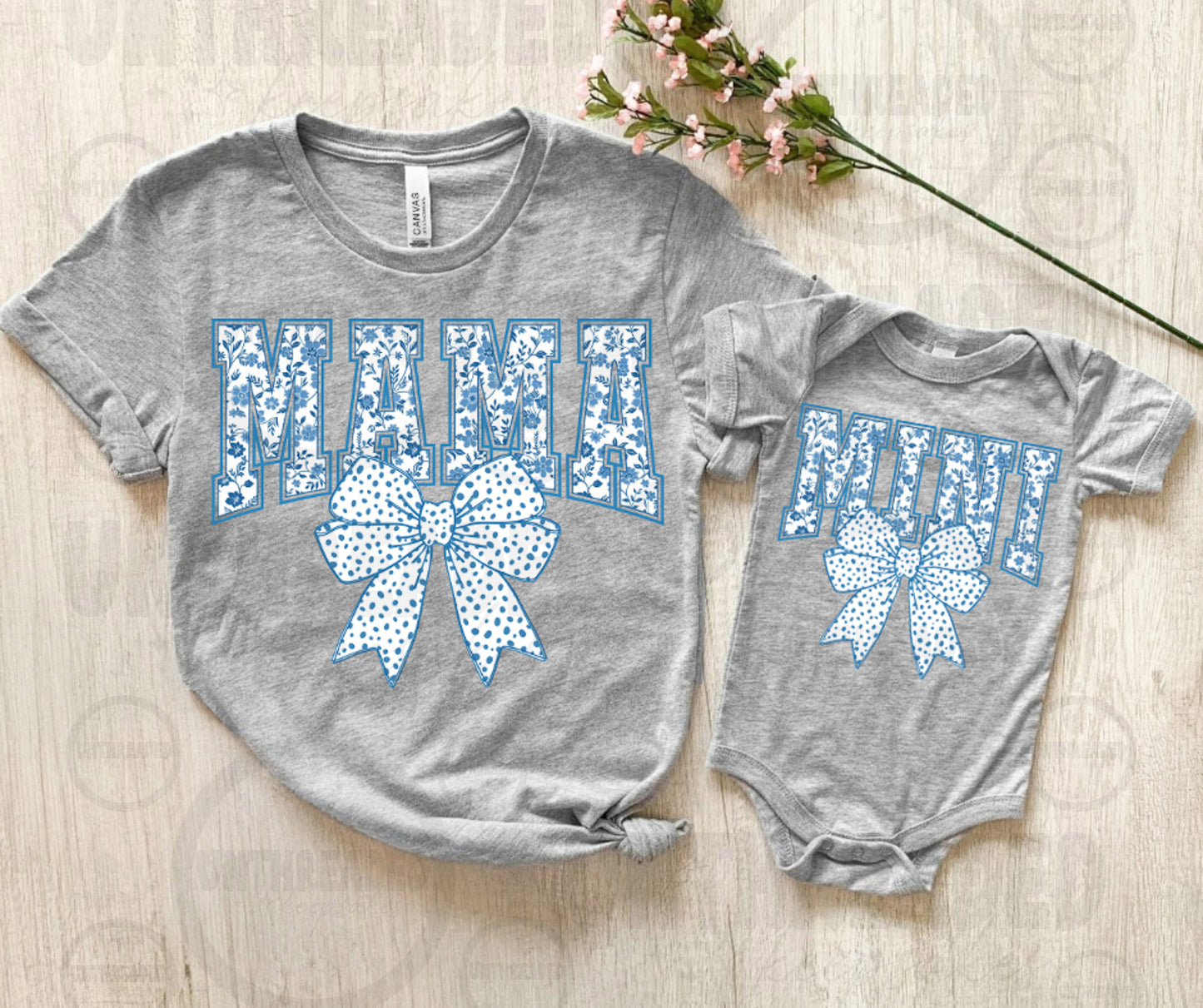 Mama Floral Bow Graphic Tee | Matching Mini Bodysuit or Tee
