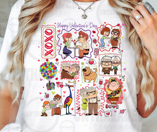 Valentine Love Story Collage Graphic T-Shirt | Sweet Timeless Romance Tee