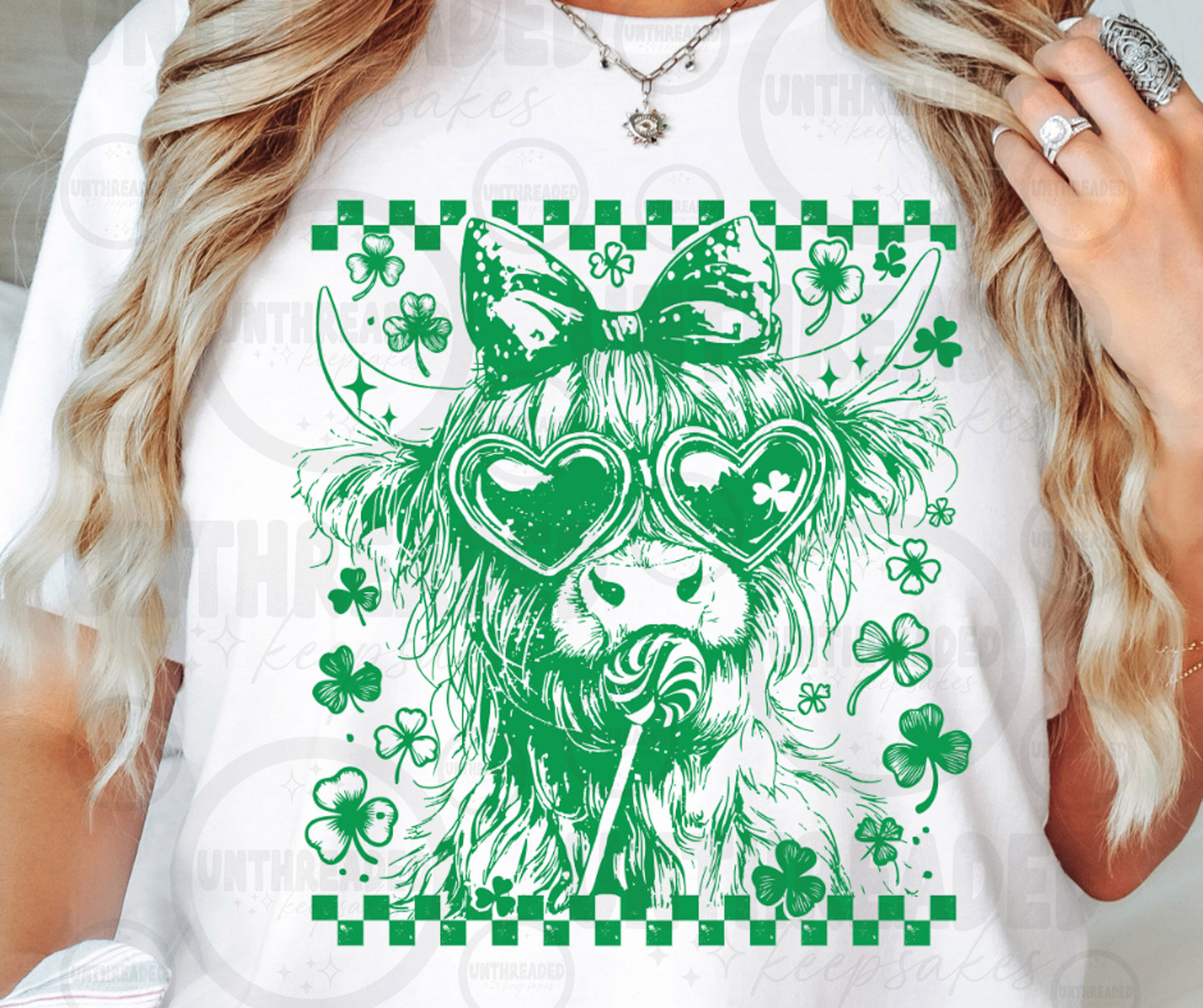 St. Patrick’s Day Highland Cow Graphic T-Shirt | Shamrock Cow Love Tee