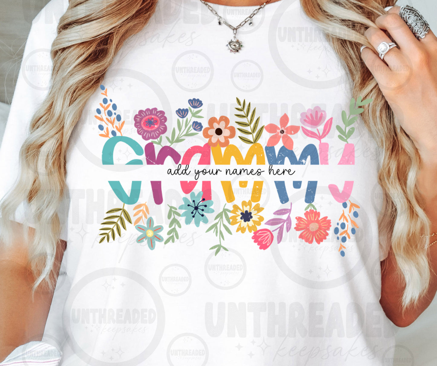 Personalized Floral Shirt | Custom Names Family Tee |  Gift T-Shirt Must Message Names to Be Added