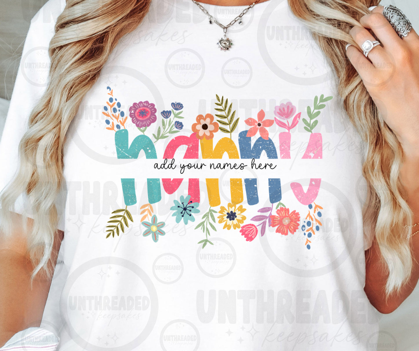Personalized Floral Shirt | Custom Names Family Tee |  Gift T-Shirt Must Message Names to Be Added