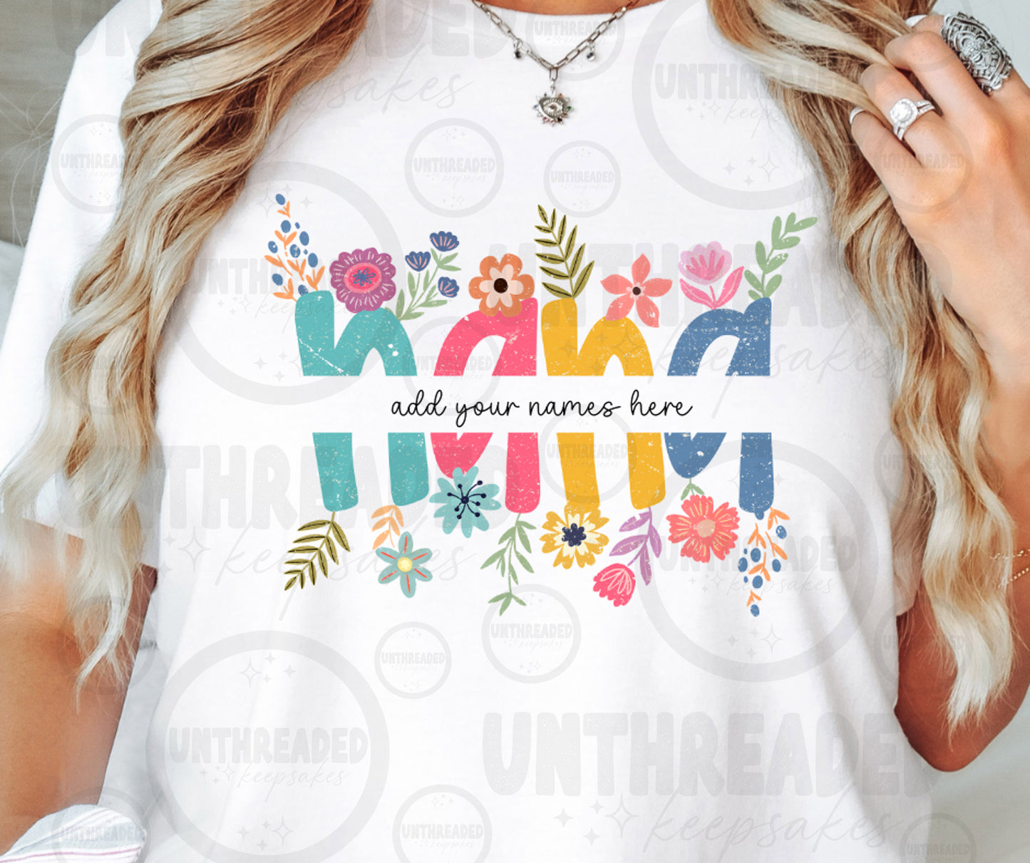 Personalized Floral Shirt | Custom Names Family Tee |  Gift T-Shirt Must Message Names to Be Added