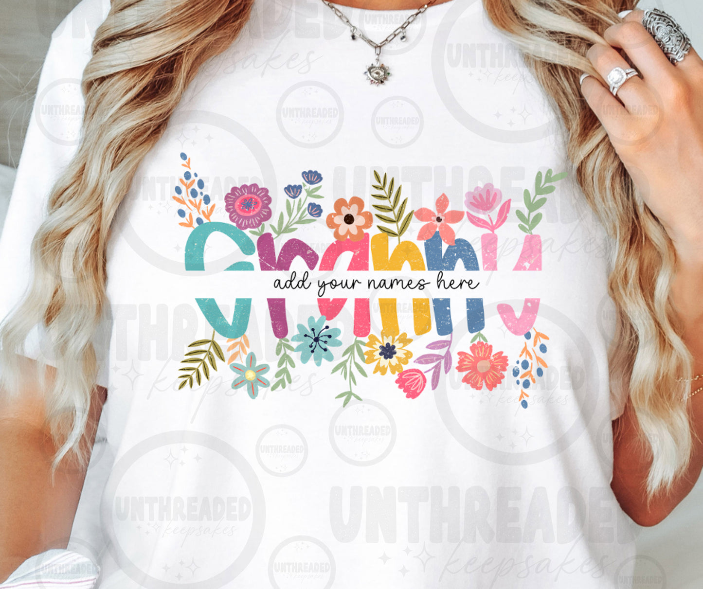Personalized Floral Shirt | Custom Names Family Tee |  Gift T-Shirt Must Message Names to Be Added
