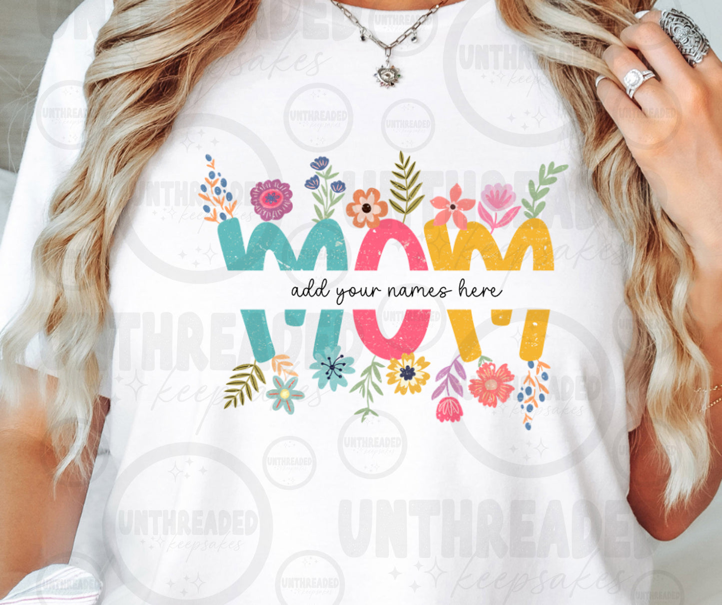 Personalized Floral Shirt | Custom Names Family Tee |  Gift T-Shirt Must Message Names to Be Added