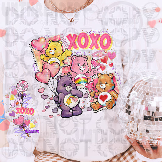 XOXO Care Bears Valentine Sweatshirt – Retro Pastel Heart Balloon Graphic Pullover