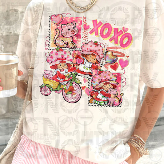 XOXO Strawberry Girl Valentine Graphic Tee – Cute Retro Love Shirt