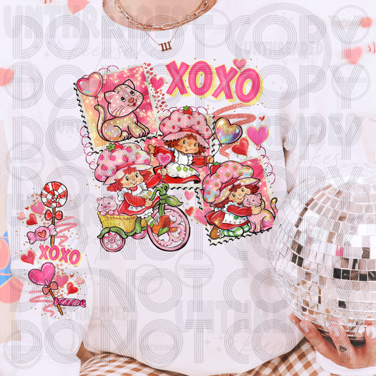 XOXO Strawberry Valentine Crewneck | Cute Retro Cartoon Love Sweatshirt | Cozy 80s Style Pullover | Sweet Heart Outfit | Gift for Her