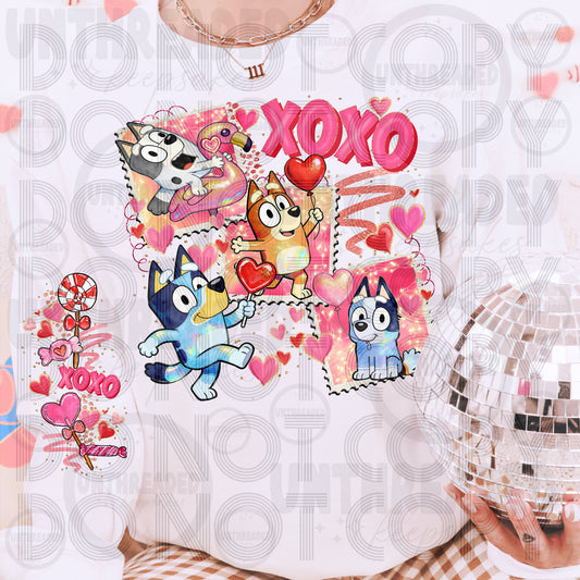 XOXO Bluey Valentine Crewneck | Cute Cartoon Love Sweatshirt | Retro Heart Pullover | Cozy Valentine Outfit | Gift for Her or Him