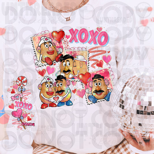 XOXO Potato Love Crewneck | Cute Valentine Cartoon Sweatshirt | Retro Heart Pullover | Cozy Romantic Outfit | Fun Gift for Her or Him