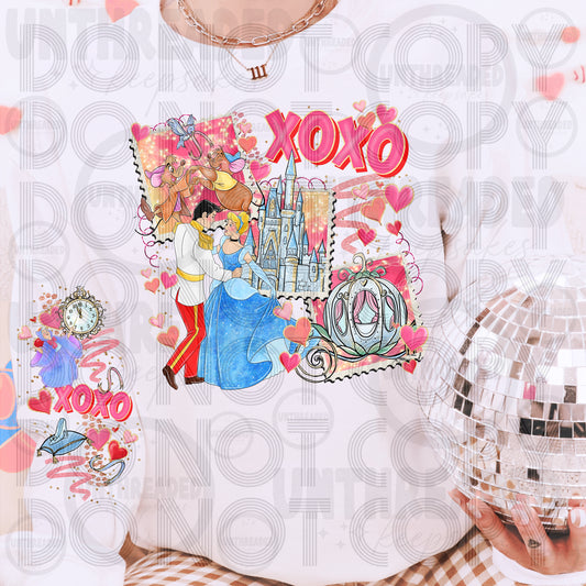 XOXO Fairytale Valentine Crewneck | Cute Princess Love Sweatshirt | Retro Castle & Carriage Pullover | Cozy Valentine Outfit | Romantic Gift for Her