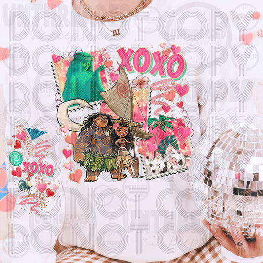 XOXO Island Adventure Valentine Crewneck | Cute Tropical Love Sweatshirt | Retro Cartoon Heart Pullover | Cozy Valentine Outfit | Gift for Her
