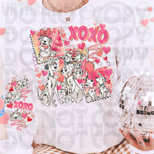 XOXO Dalmatian Dogs Valentine PNG | Cute Puppy Love Clipart | Retro Cartoon Dog Family  Design | Funny Valentine Shirt Graphic
