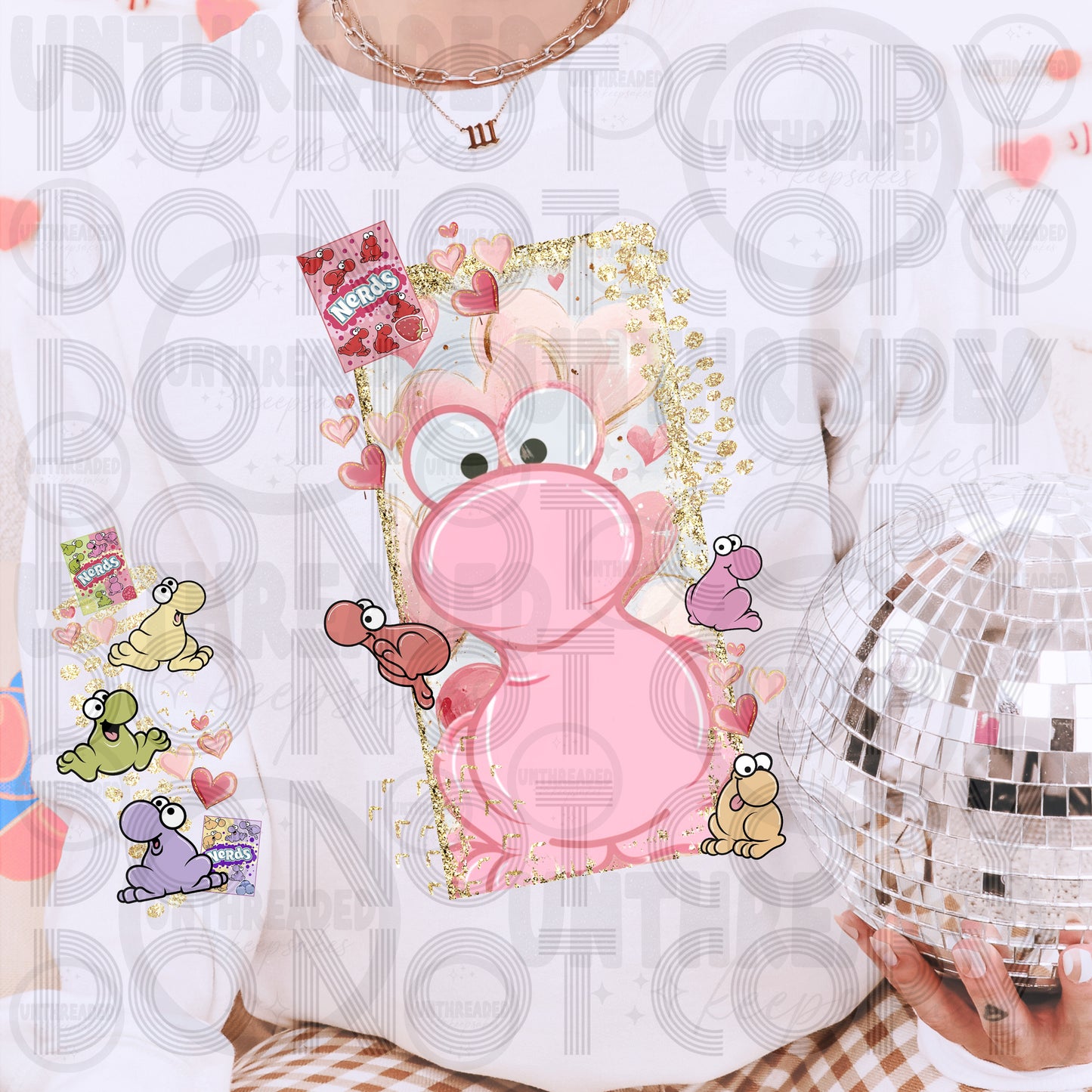 Pink Dino Candy Valentine Graphic Tee | Cute Pastel Love Shirt