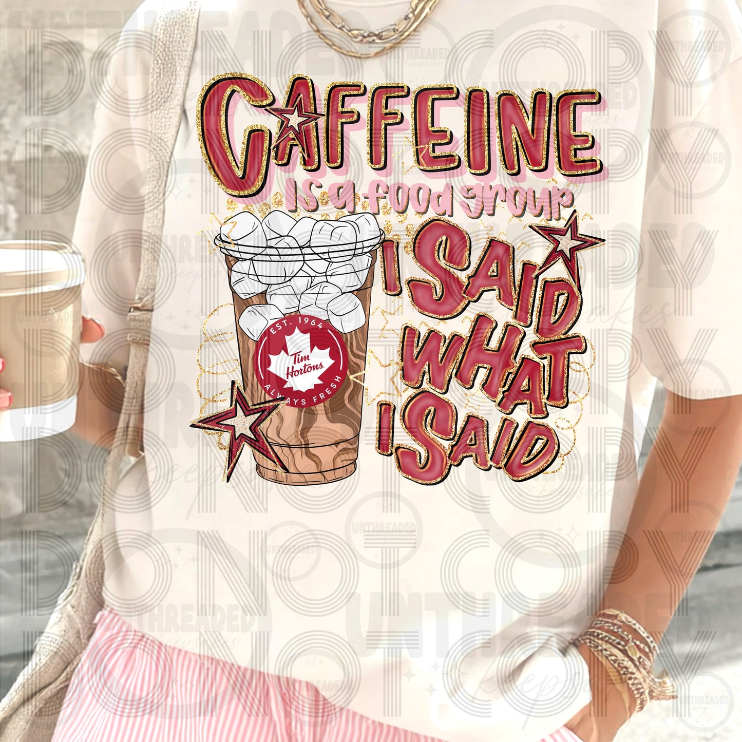 Caffeine Is a Food Group I Said What I Said | Funny Caffeine Graphic Tee TH Iced