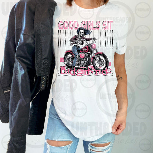 Biker Girl Graphic Tee – Good Girls Sit Bad Girls Ride