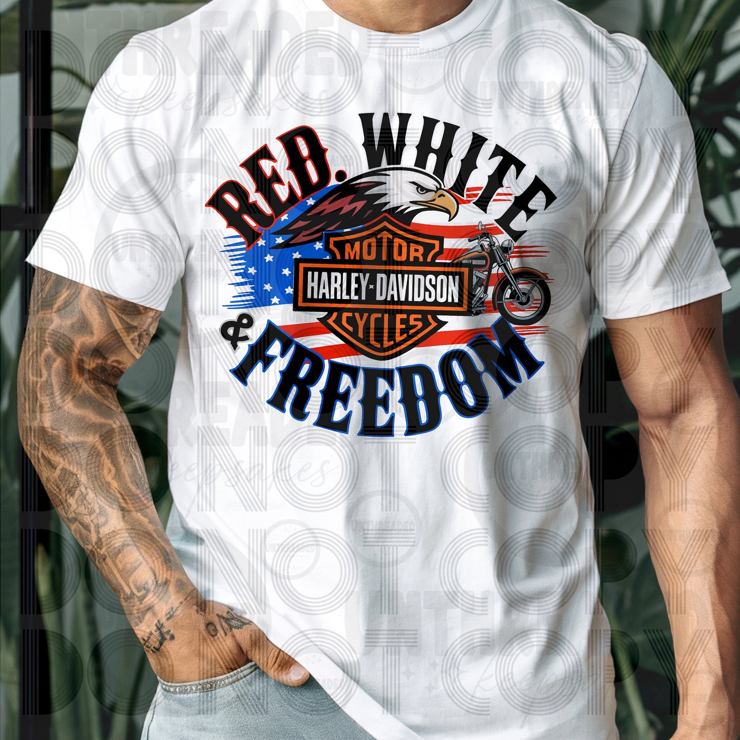 Reb, White & Freedom Motorcycle Graphic Tee | Patriotic Biker Shirt