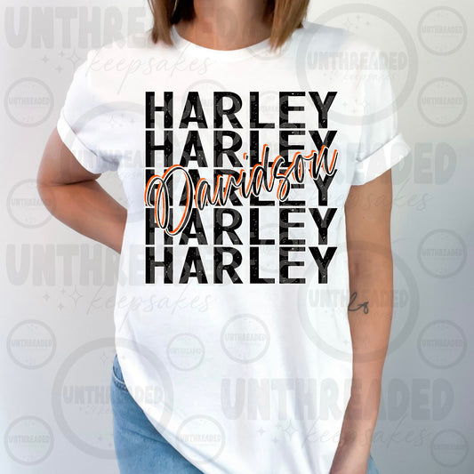 Repeating Name Graphic T-Shirt | Custom Biker Aesthetic Tee Orange