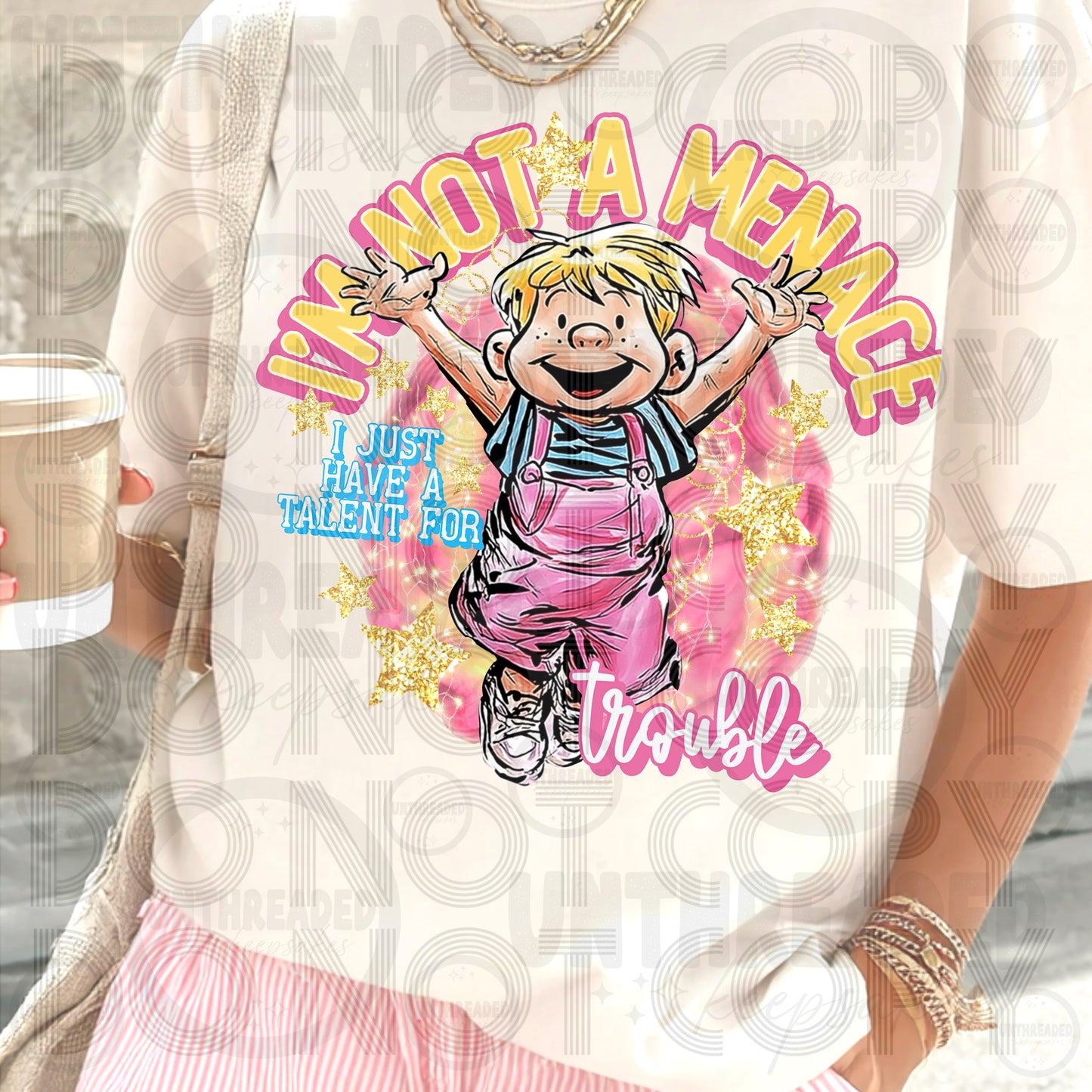 I’m Not a Menace Shirt | Funny Trouble Maker Tee | Playful Attitude Graphic Shirt Pink