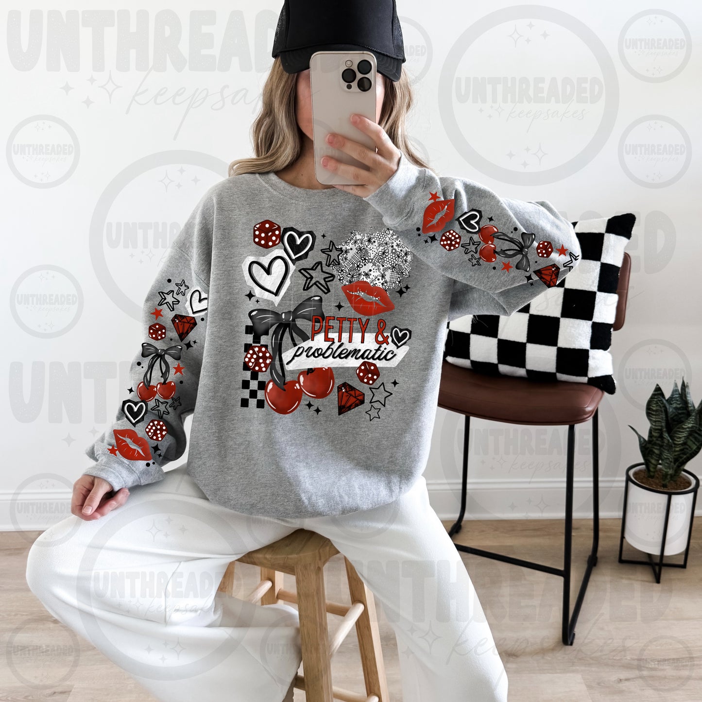 Petty & Problematic Graphic Sweatshirt | Bold Sassy Statement Crewneck