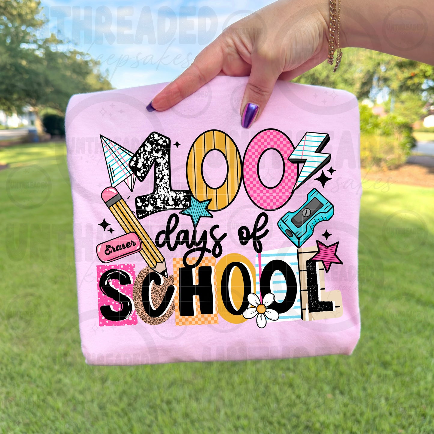 100 Days of School Graphic Tee | Cute Retro School Supplies Shirt