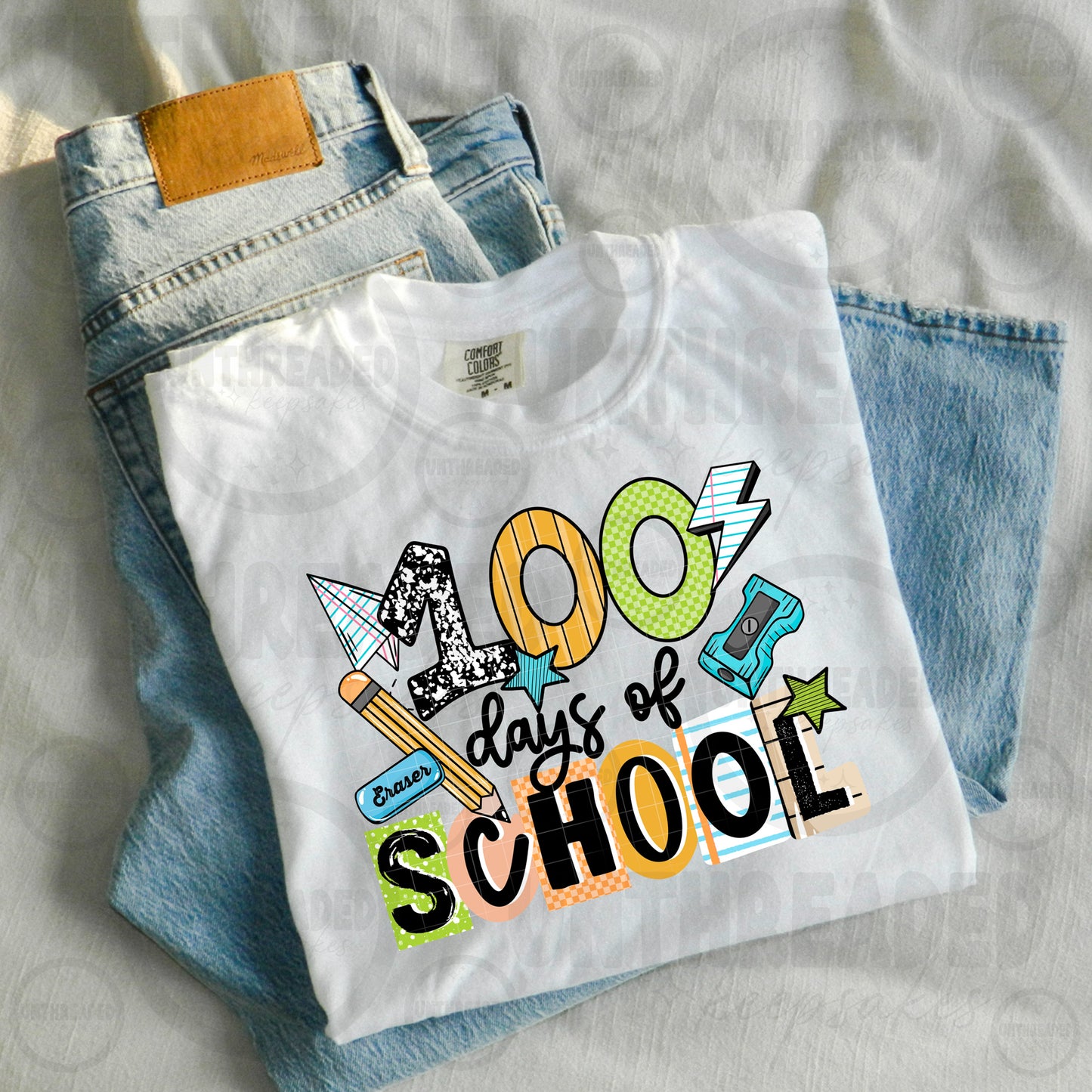100 Days of School Graphic Tee | Cute Retro School Supplies Shirt