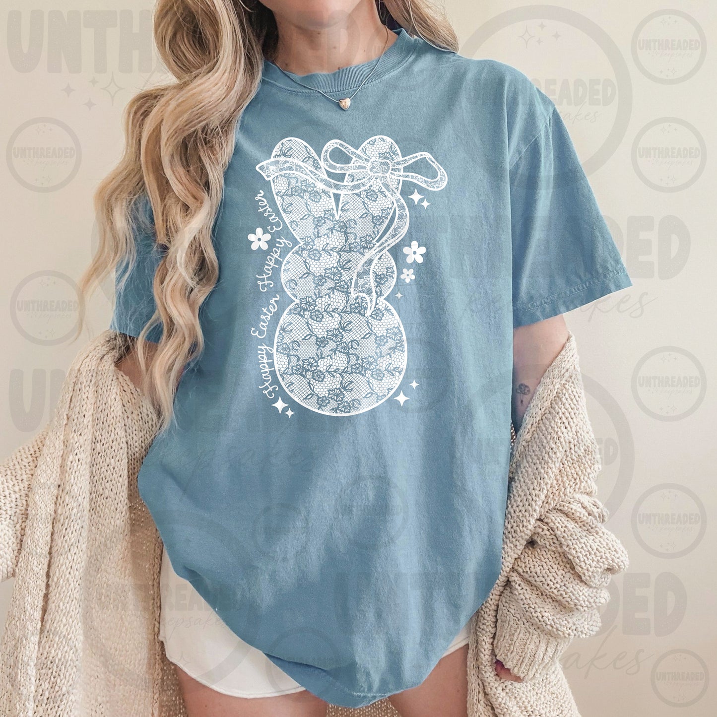 Floral Bunny Happy Easter T-Shirt – Spring Vintage Rabbit Graphic Tee