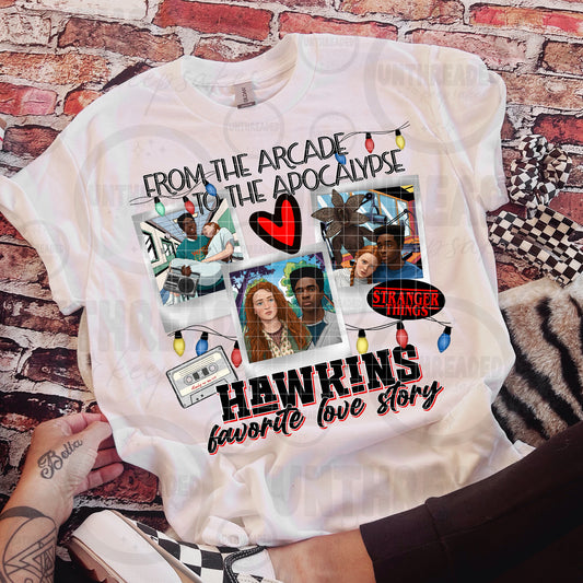 Hawkins Favorite Love Story Shirt – From the Arcade to the Apocalypse Tee