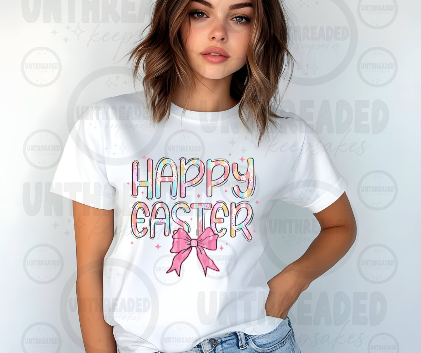 Happy Easter Shirt | Cute Bow Easter Graphic Tee