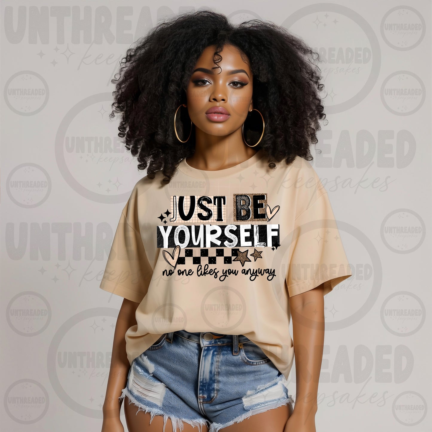 Just Be Yourself Shirt | Funny Sarcastic Graphic Tee | Trendy Inspirational T-Shirt | Retro Checkered Quote Shirt | Unisex Motivational Tee | Self Love Gift