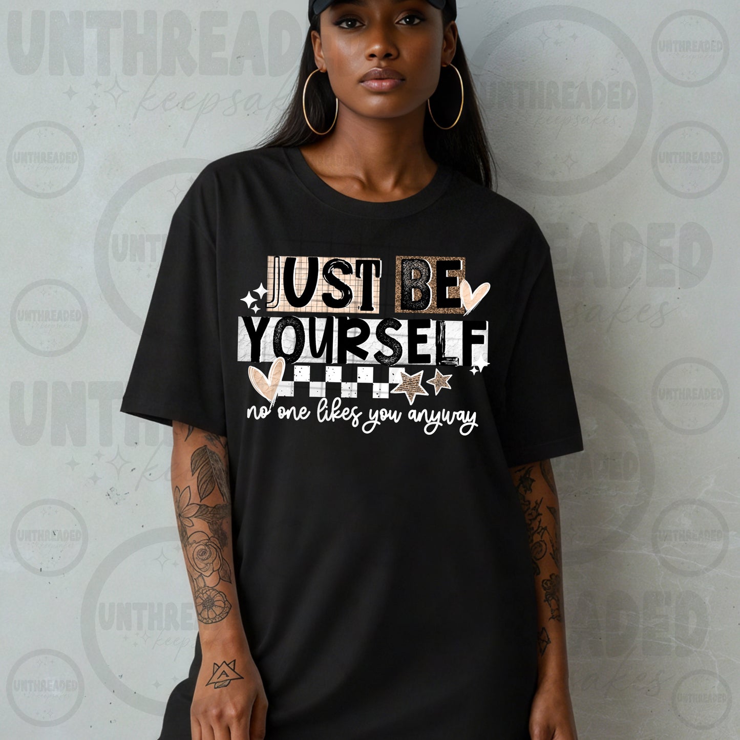 Just Be Yourself Shirt | Funny Sarcastic Graphic Tee | Trendy Inspirational T-Shirt | Retro Checkered Quote Shirt | Unisex Motivational Tee | Self Love Gift