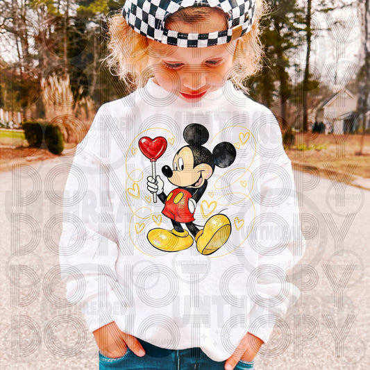 Youth Sweetheart Graphic Crewneck Mouse Boy and Girl