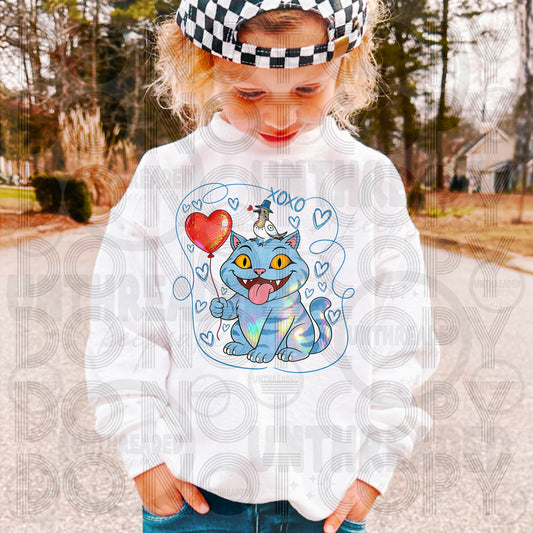 Youth Sweetheart Graphic Crewneck Blue Cat