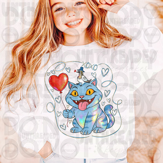 Youth Sweetheart Graphic Crewneck Blue Cat