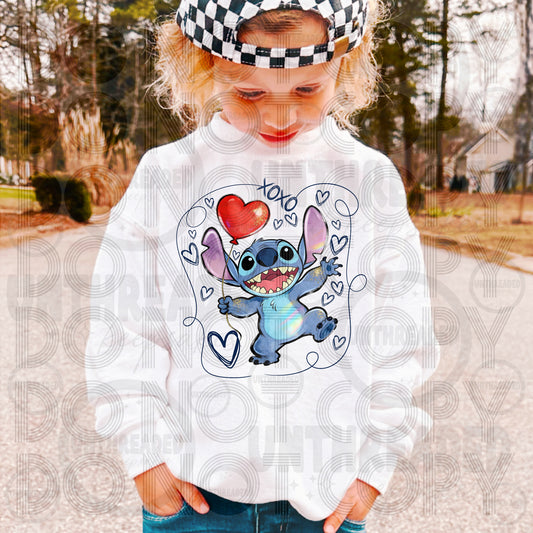 Youth Sweetheart Graphic Crewneck Pink and Blue Aileen