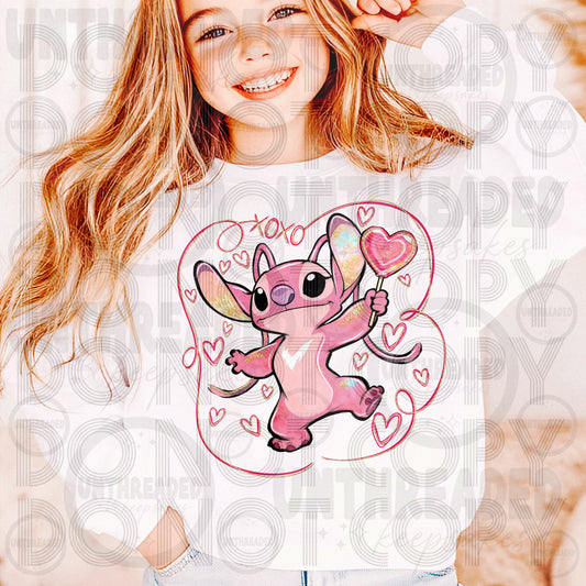 Youth Sweetheart Graphic Crewneck Pink and Blue Aileen