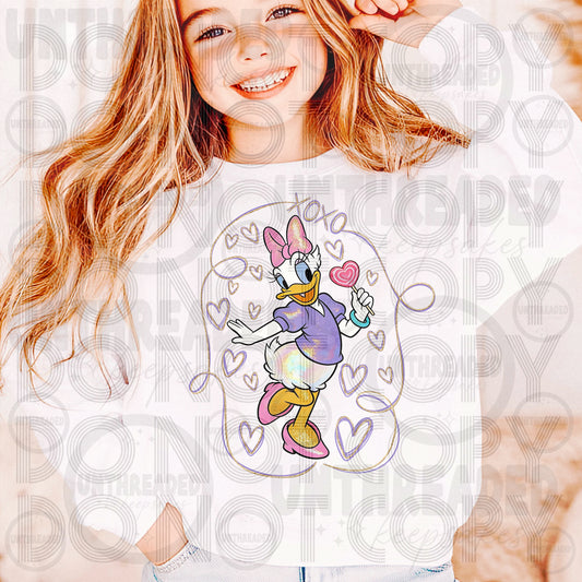 Youth Sweetheart Graphic Crewneck Ducks Blue and Purple