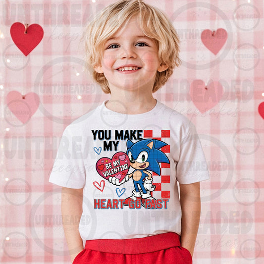 Kids Valentine Graphic T-Shirt – Cute Love Design- Heart Go Fast