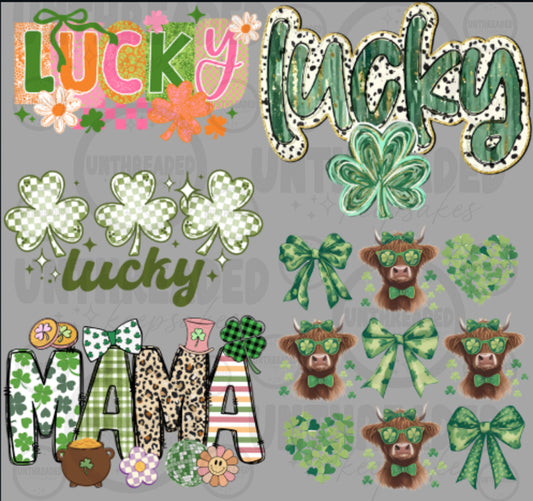 St. Patrick’s Day Bow & Clover Designs | Premade Hot Peel DTF Sheet
