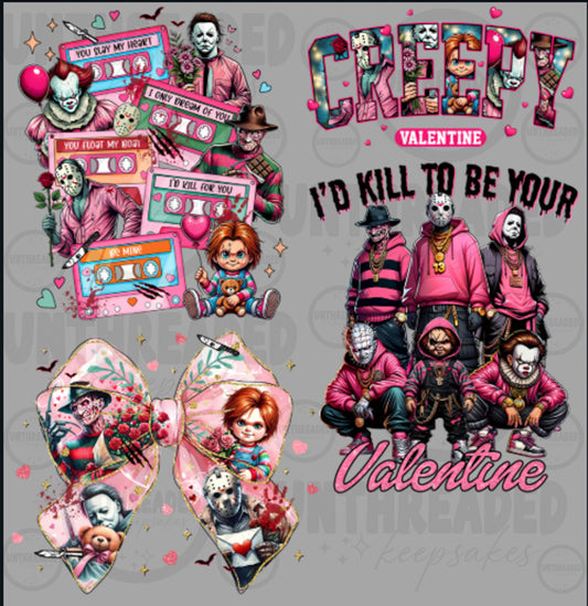 Dark Valentine Horror Aesthetic Premade Hot Peel DTF Transfer Sheet