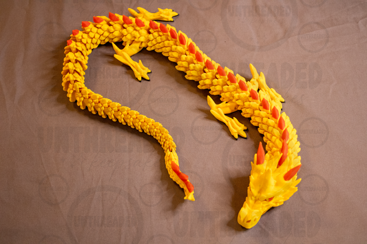 Articulated Fire Dragon – 24" Flexible 3D Printed Dragon | Poseable Fantasy Dragon | Dragon Desk Toy | Collector Gift