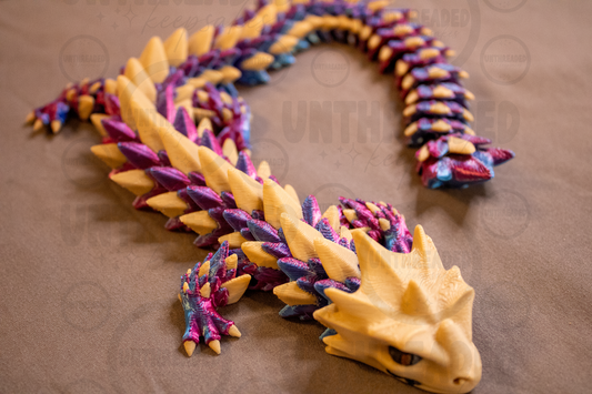 Articulated Crystal Dragon – 12" Flexible 3D Printed Dragon | Iridescent Fantasy Dragon | Poseable Dragon Figure