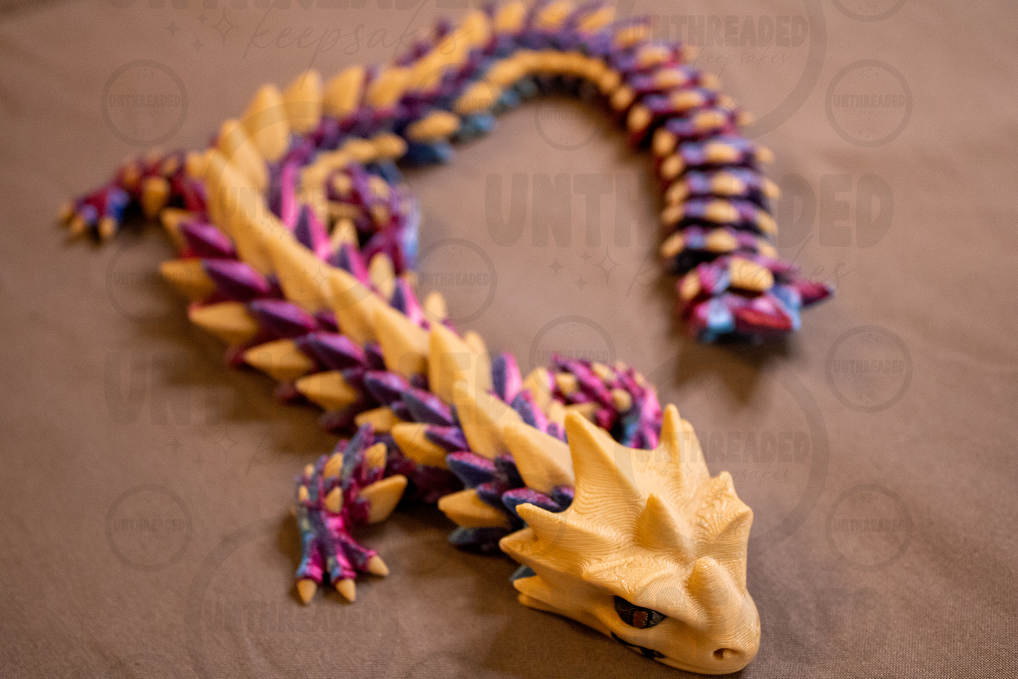 Articulated Crystal Dragon – 12" Flexible 3D Printed Dragon | Iridescent Fantasy Dragon | Poseable Dragon Figure